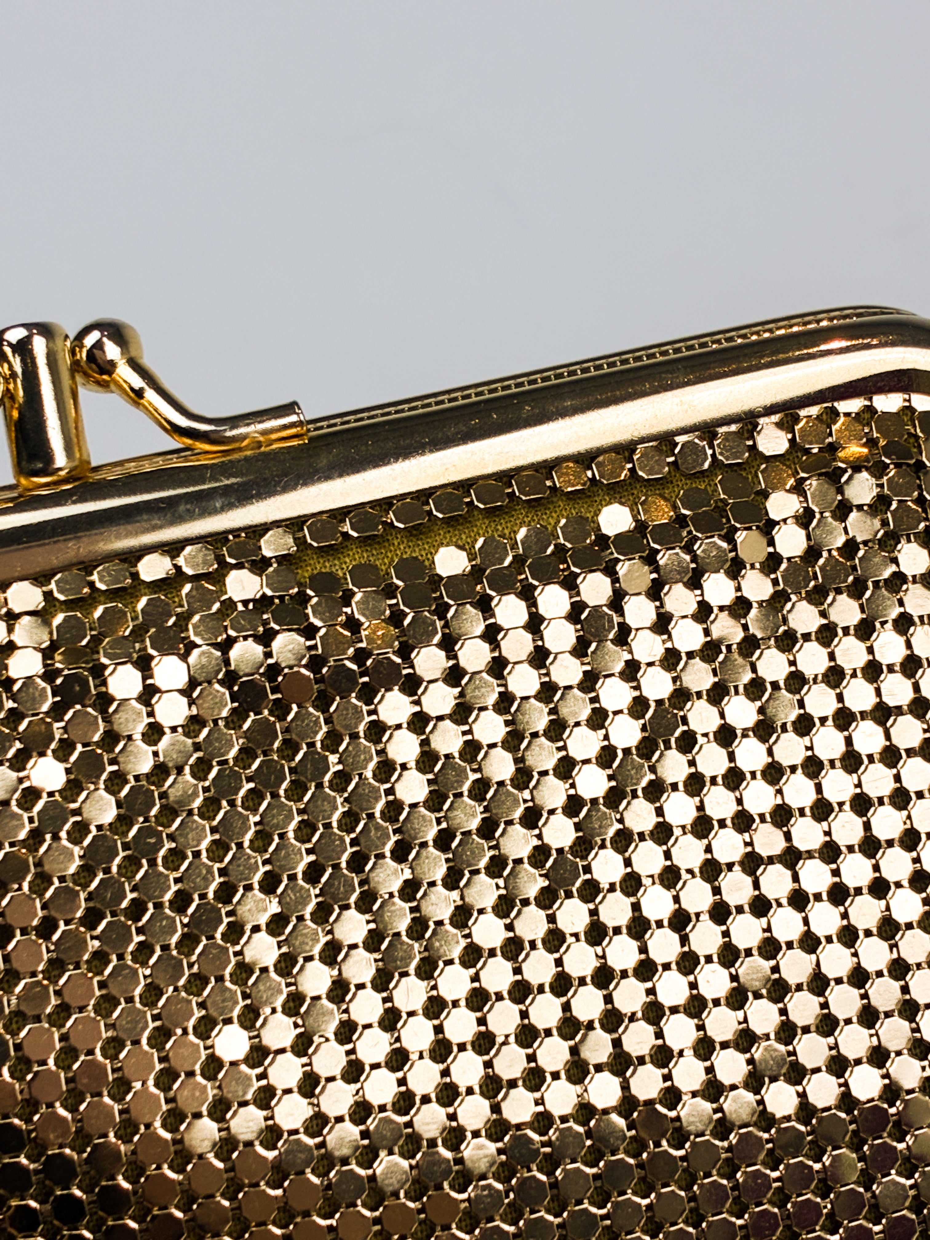 2000s Gold Metal Mesh Kiss-Lock Mini Clutch