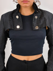 Celyn b. 2000s Black Diamond Jacquard Cropped Bolero - XS/S