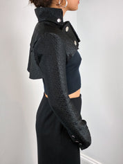 Celyn b. 2000s Black Diamond Jacquard Cropped Bolero - XS/S