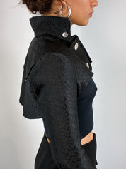 Celyn b. 2000s Black Diamond Jacquard Cropped Bolero - XS/S