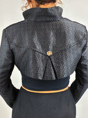 Celyn b. 2000s Black Diamond Jacquard Cropped Bolero - XS/S