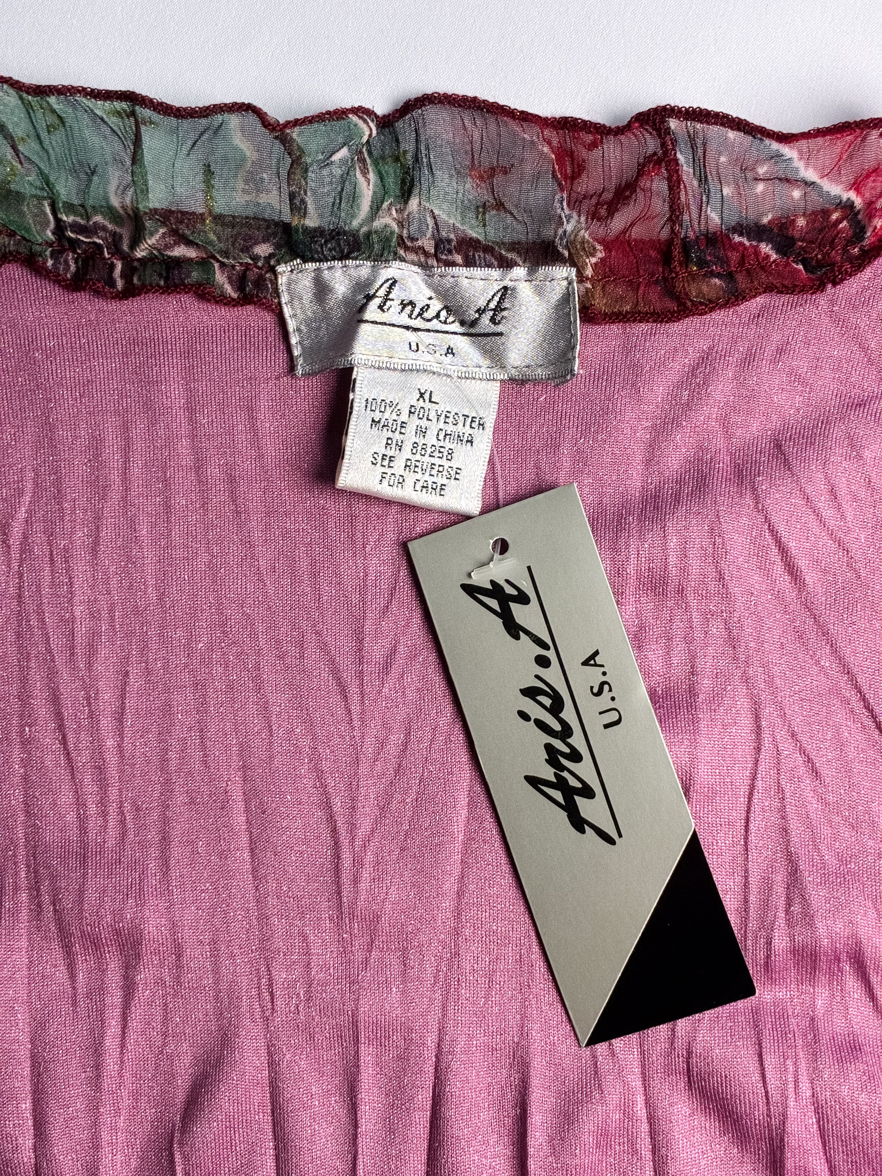 Aris A. 2000s Raspberry Crushed Velvet Tiered Boho Dress + Jacket Set - M/L