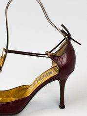 Vicini per Valeriano 2000s Burgundy Pearl-Trim Pointed Pumps - EU 37 / US 7