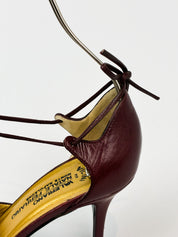 Vicini per Valeriano 2000s Burgundy Pearl-Trim Pointed Pumps - EU 37 / US 7