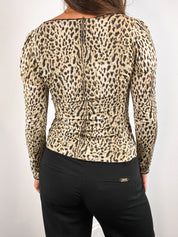 Just Cavalli 2000s Leopard Print Long Sleeve Top - M/L