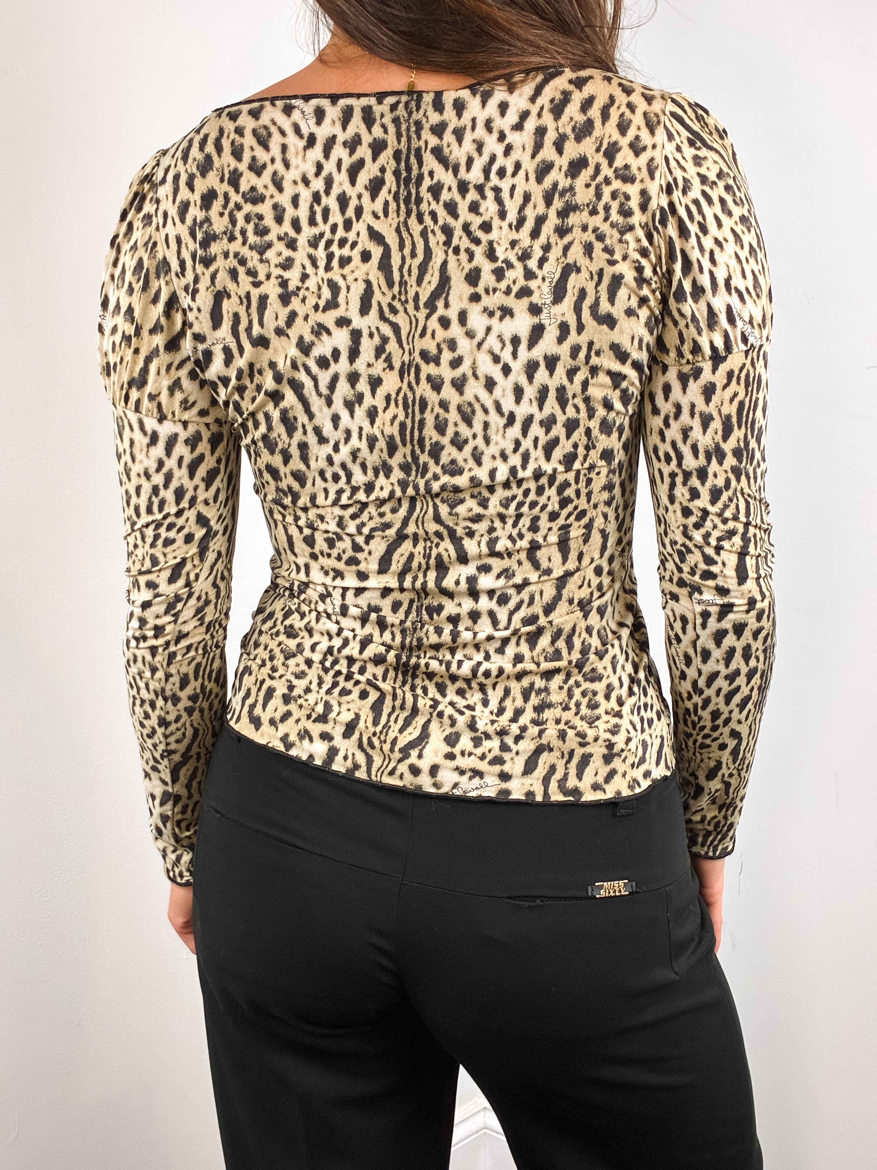 Just Cavalli 2000s Leopard Print Long Sleeve Top - M/L