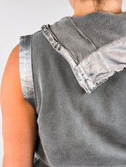 Sportmax Code 2000s Grey & Silver Satin Asymmetric Zip Cowl Vest - M