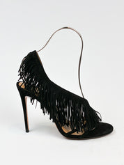 Aquazzura 2010s Wild Fringe Black Suede Sandals - EU 41