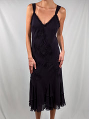 Per Una 2000s Purple Embellished Chiffon Dress - S/M