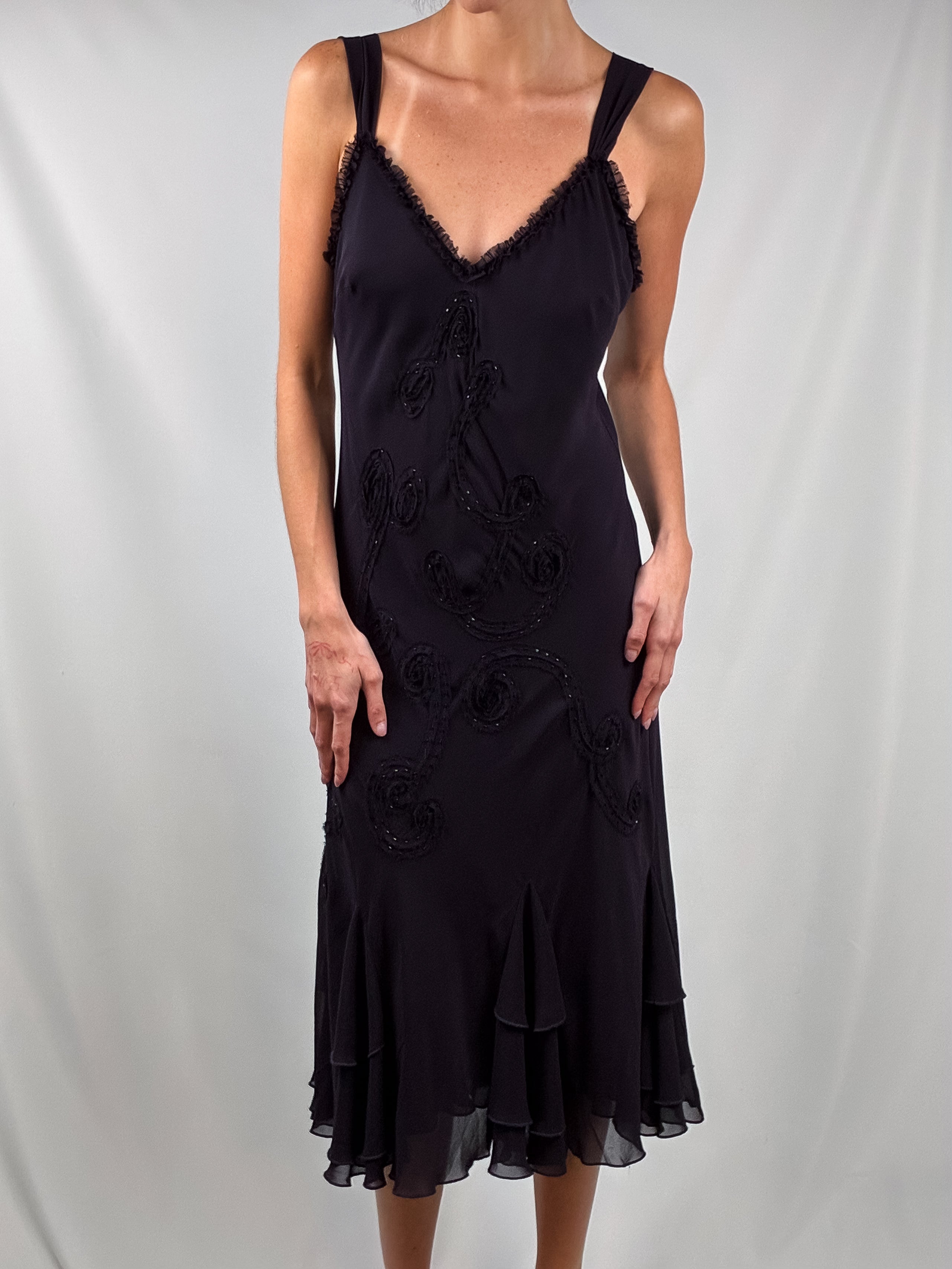 Per Una 2000s Purple Embellished Chiffon Dress - S/M