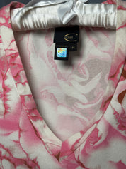 Just Cavalli 2000s Pink Rose Print Sleeveless V-Neck Top - M
