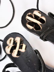 Alberto Venturini Black Pony Hair Heart Sandals - EU 36