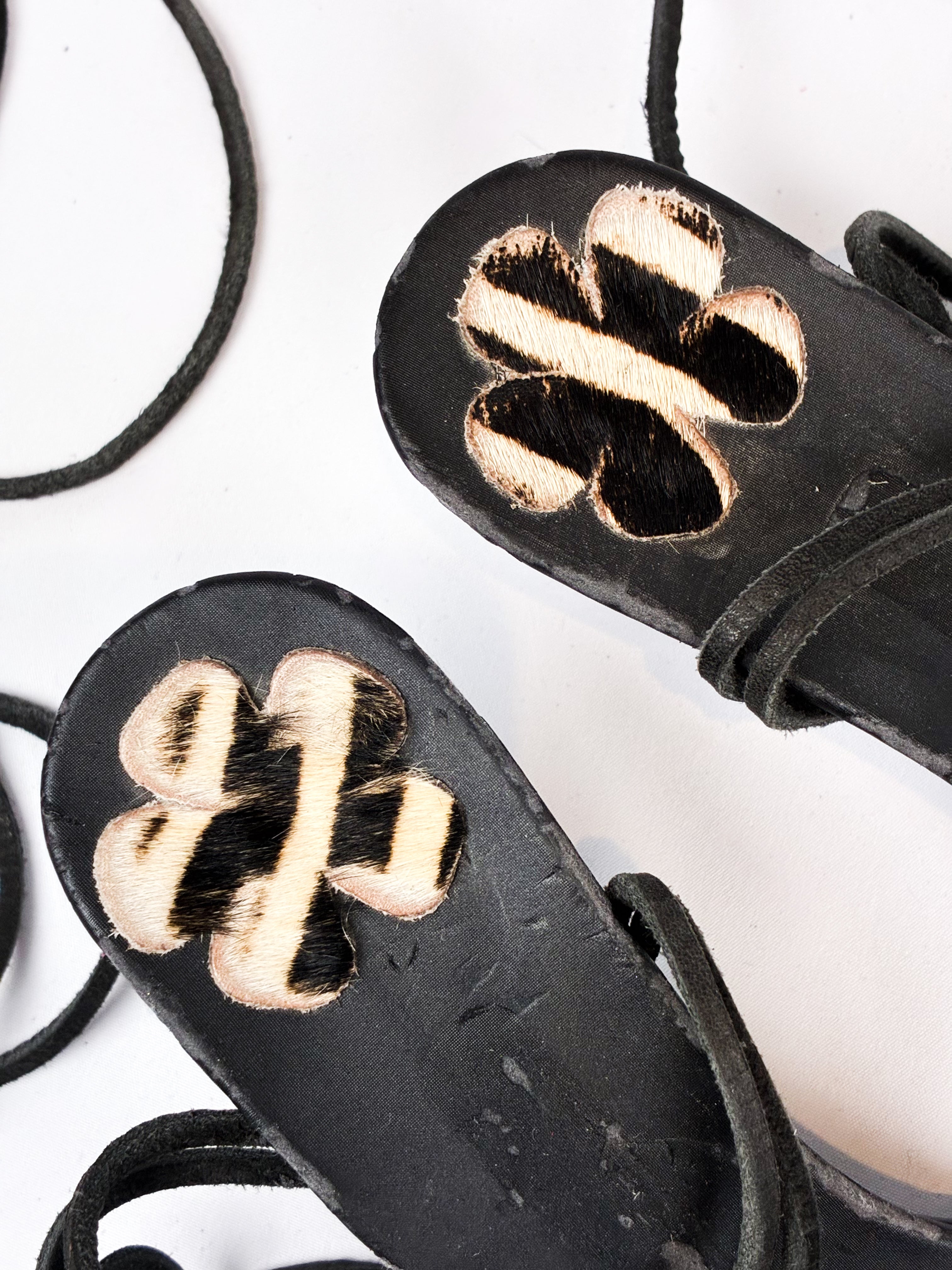 Alberto Venturini Black Pony Hair Heart Sandals - EU 36