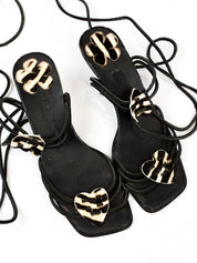 Alberto Venturini Black Pony Hair Heart Sandals - EU 36