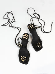 Alberto Venturini Black Pony Hair Heart Sandals - EU 36