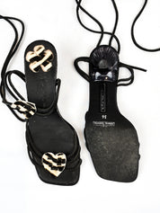 Alberto Venturini Black Pony Hair Heart Sandals - EU 36