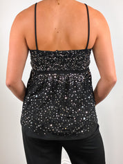 Patrizia Pepe Firenze 2000s Black Scattered Sequin Babydoll Cami - S