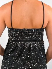 Patrizia Pepe Firenze 2000s Black Scattered Sequin Babydoll Cami - S