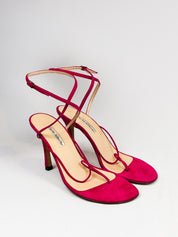 Carlo Alberto 2000s Fuchsia Suede Ankle-Wrap Sandals - EU 38.5