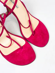 Carlo Alberto 2000s Fuchsia Suede Ankle-Wrap Sandals - EU 38.5