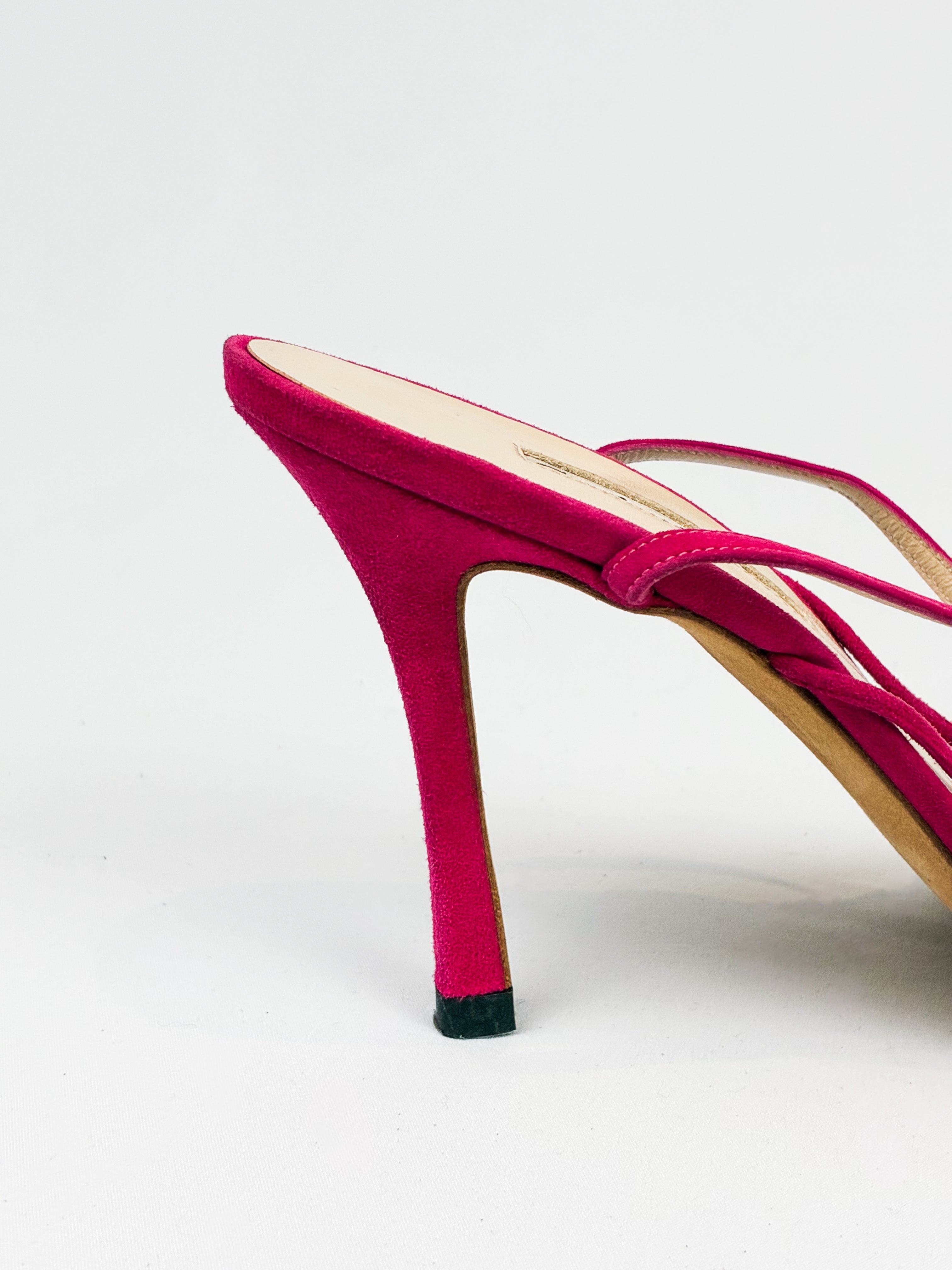 Carlo Alberto 2000s Fuchsia Suede Ankle-Wrap Sandals - EU 38.5