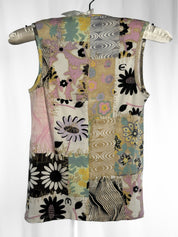 Just Cavalli 2000s Pastel Daisy & Swirl Patchwork Print V-Neck Tank - XS