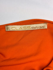 Class Roberto Cavalli 2000s Orange Sequin Trim Midi Dress - XS-M