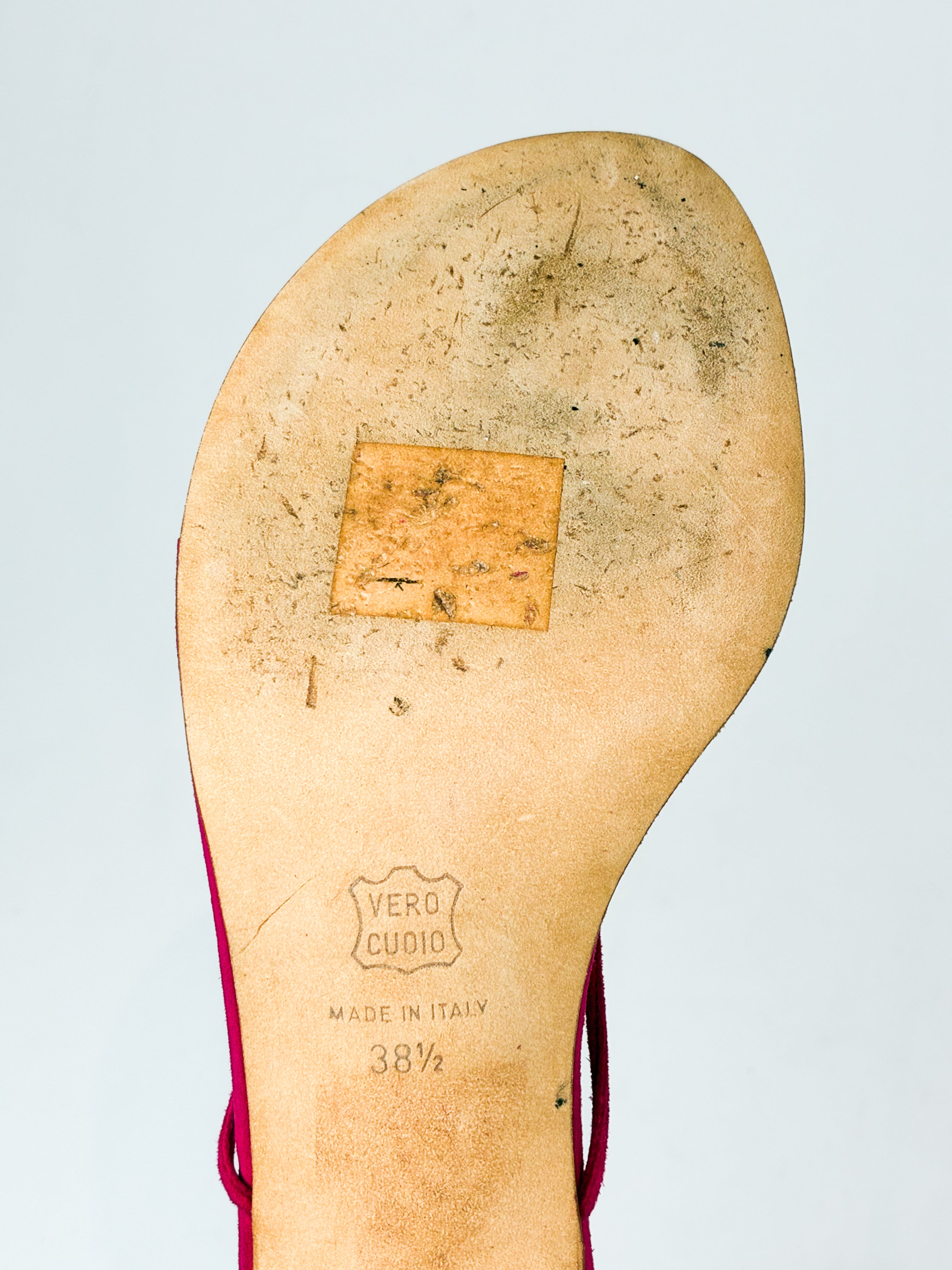 Carlo Alberto 2000s Fuchsia Suede Ankle-Wrap Sandals - EU 38.5
