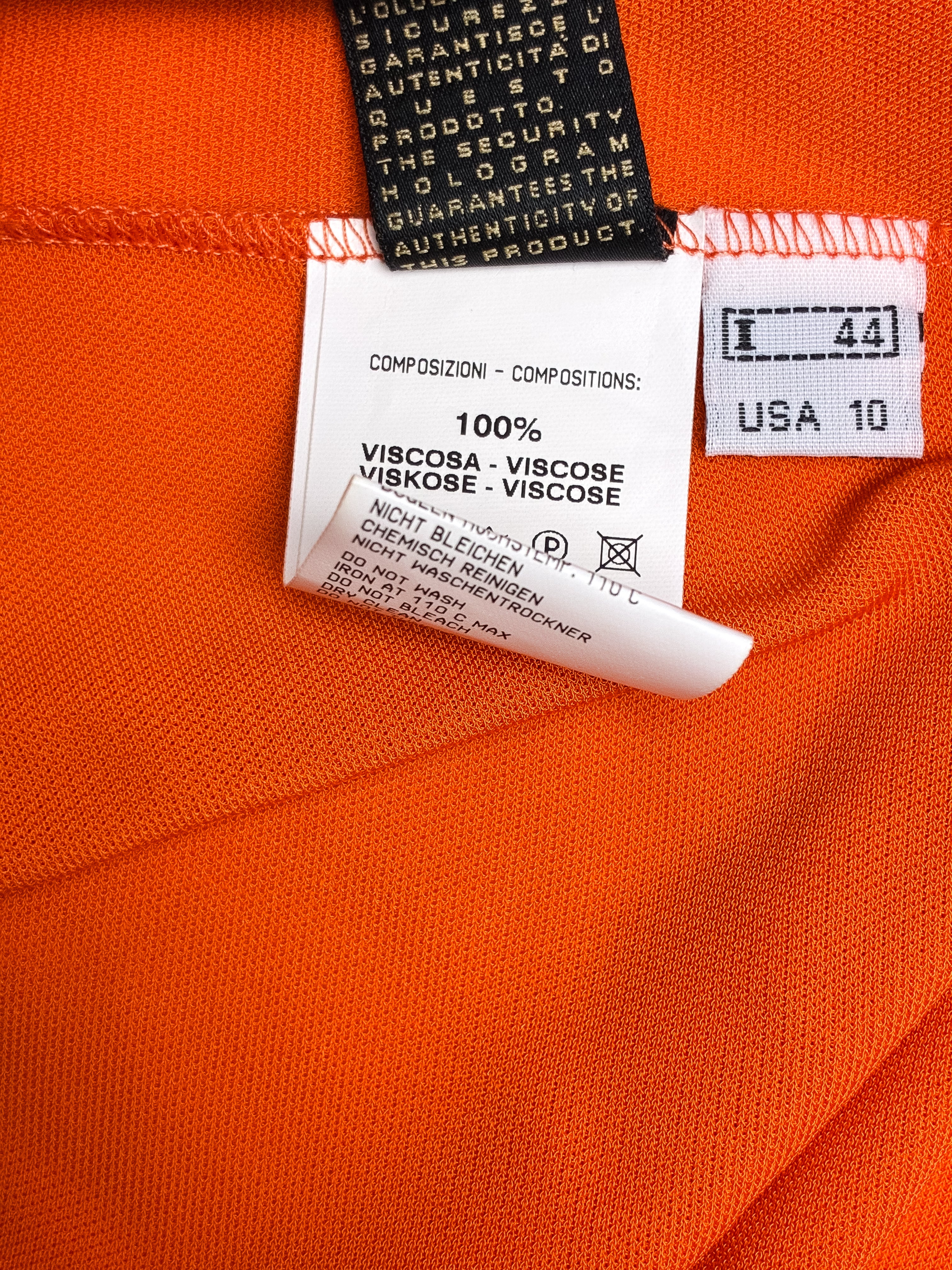Class Roberto Cavalli 2000s Orange Sequin Trim Midi Dress - XS-M