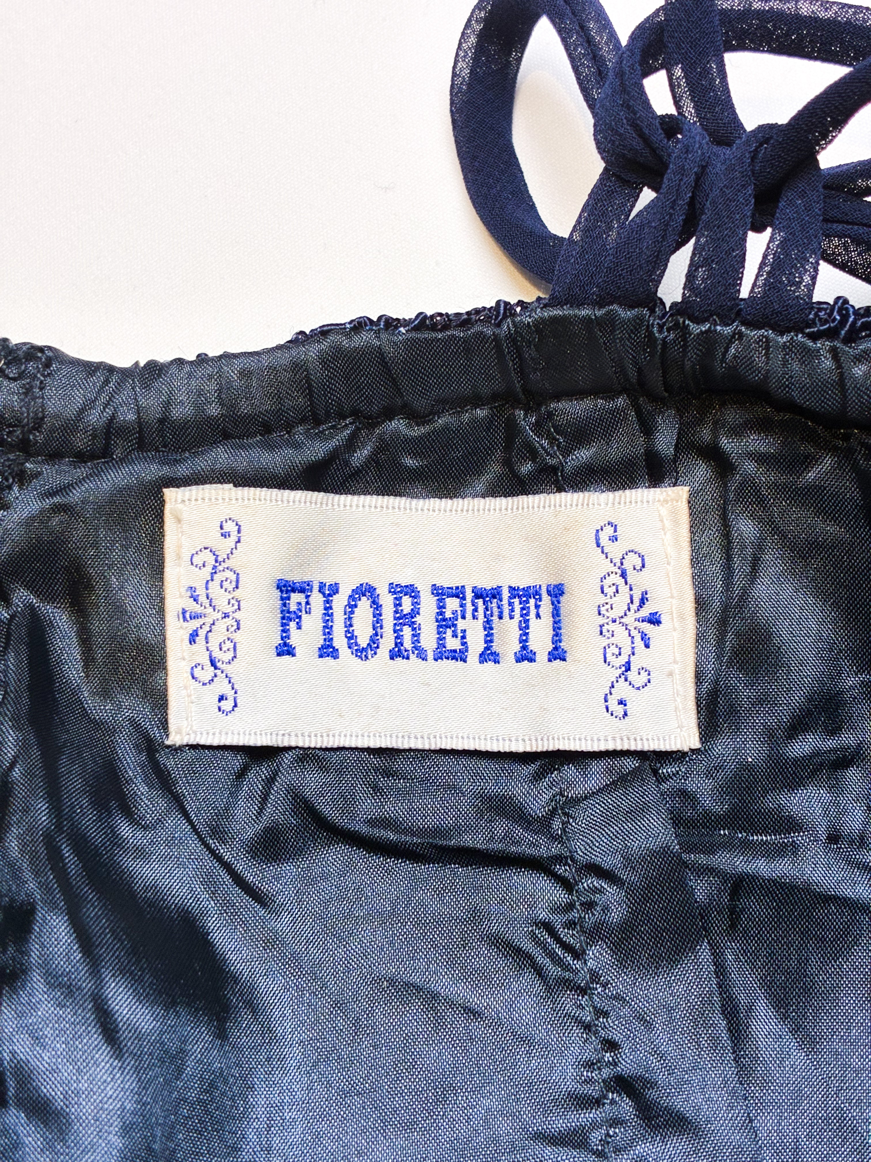 Fioretti 2000s Navy Beaded Lace Fishtail Midi Dress - XS/S