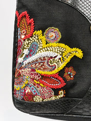 Just Cavalli 2000s Black Beaded Paisley Tote Bag