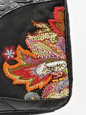 Just Cavalli 2000s Black Beaded Paisley Tote Bag