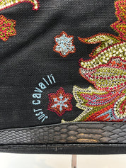 Just Cavalli 2000s Black Beaded Paisley Tote Bag