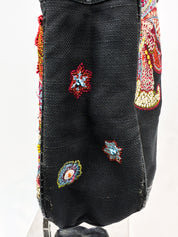 Just Cavalli 2000s Black Beaded Paisley Tote Bag