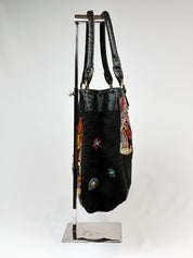 Just Cavalli 2000s Black Beaded Paisley Tote Bag