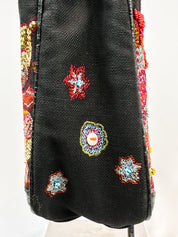 Just Cavalli 2000s Black Beaded Paisley Tote Bag