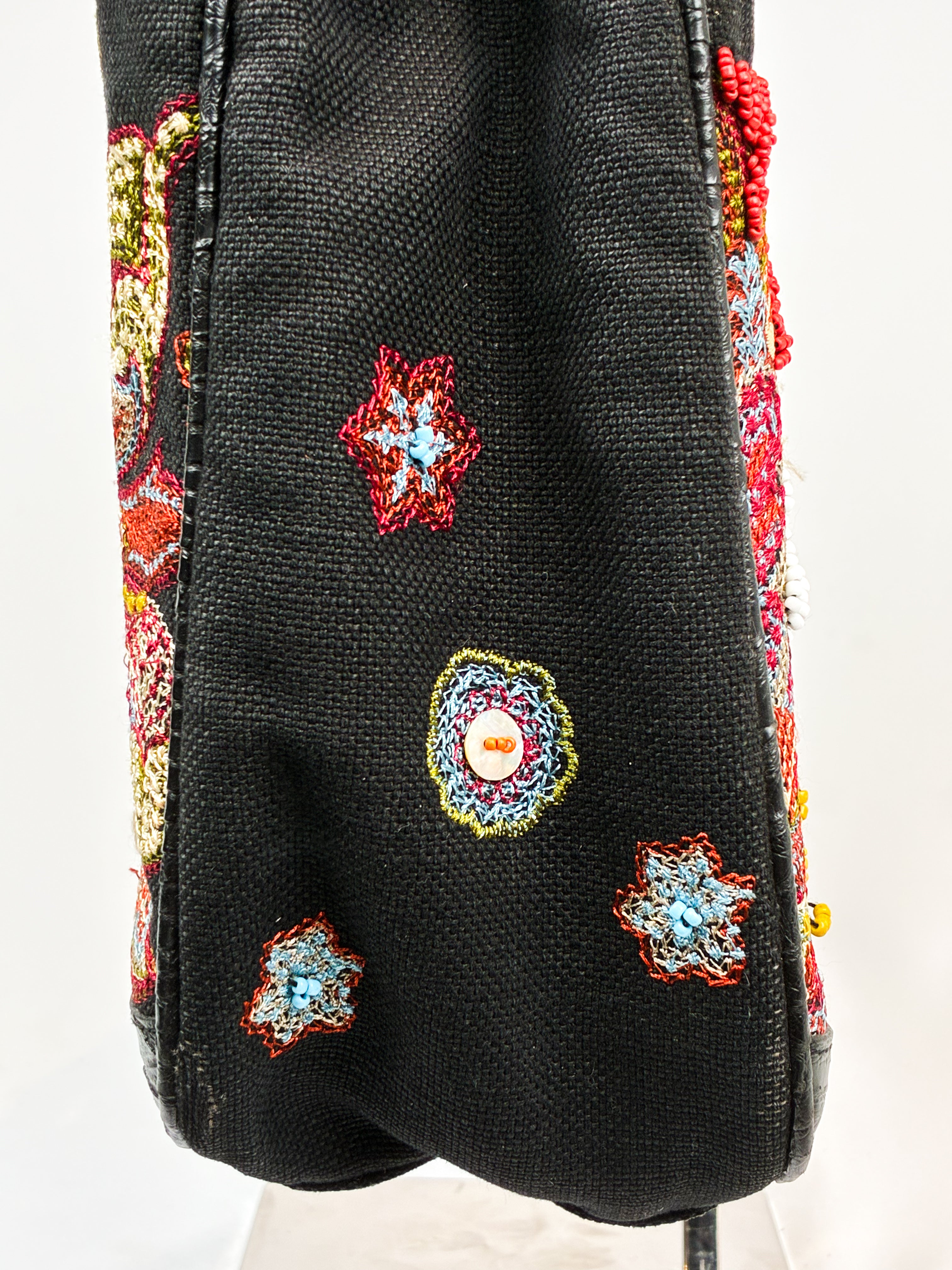 Just Cavalli 2000s Black Beaded Paisley Tote Bag