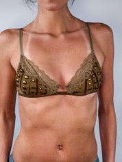 Gold 2000s Studded Lace Bralette - XS/S