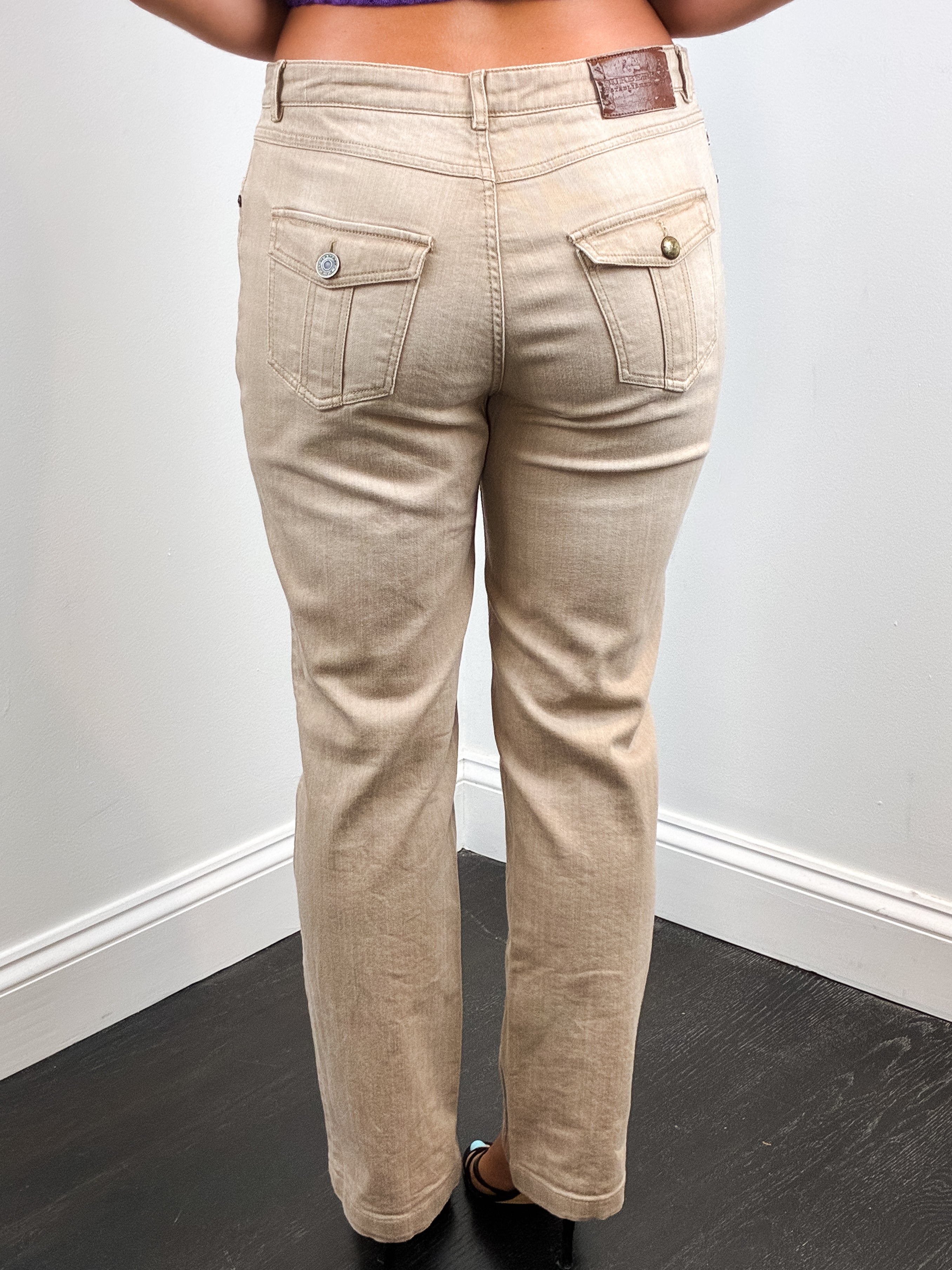 Burberry London 2000s Stone Mid Rise Flap Pocket Jeans - W33