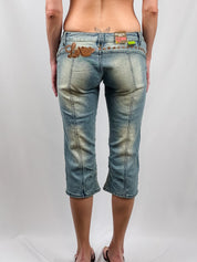 Luxirie by LRG 2000s Light Wash Leather Applique Capri Jeans - W29