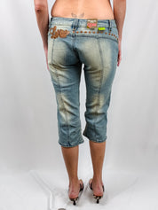 Luxirie by LRG 2000s Light Wash Leather Applique Capri Jeans - W29