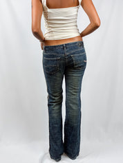 Parasuco 2000s Camo Panel Embroidered Flare Jeans - W30