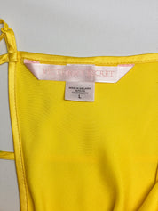 Victoria's Secret 2000s Yellow Satin Lace Appliqué Slip Dress - L