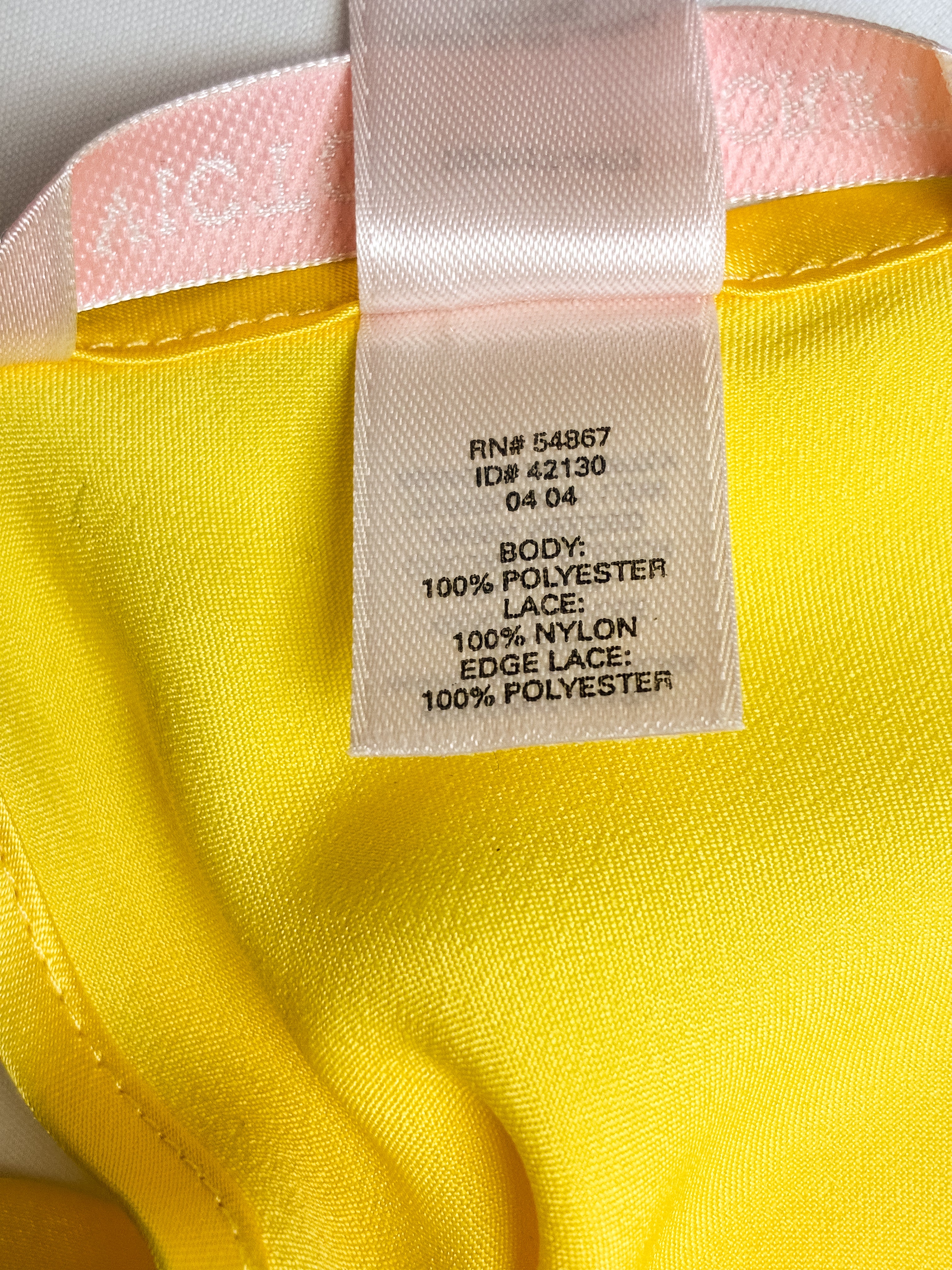Victoria's Secret 2000s Yellow Satin Lace Appliqué Slip Dress - L