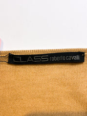Class Roberto Cavalli 2000s Tan Wool Black Lace Collar Cardigan - XS/S