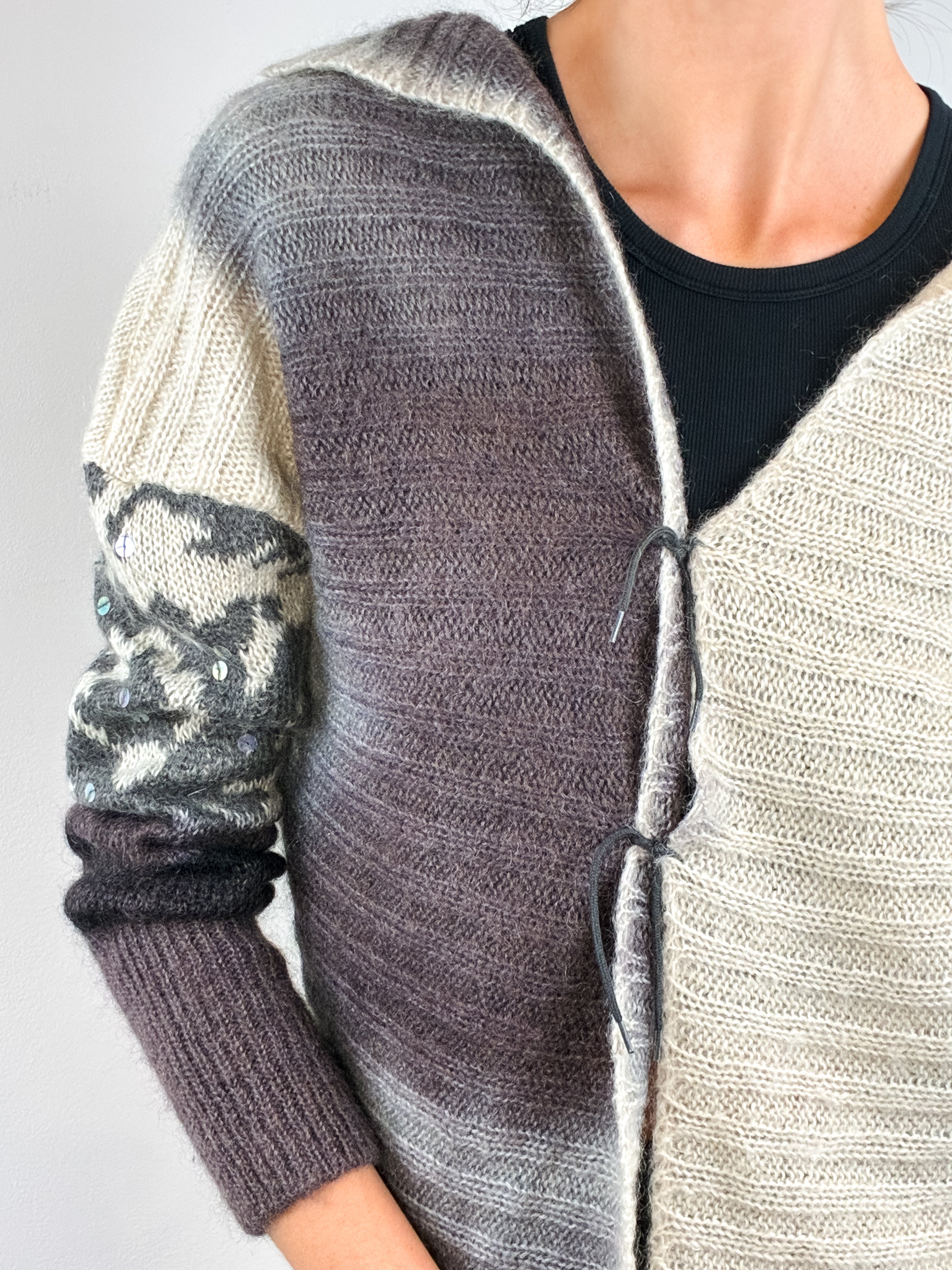 Sportmax 2000s Mohair Ombré Hooded Tie Front Cardigan - S-L