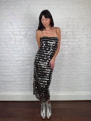 2000s Black Sequin Disc Maxi Dress