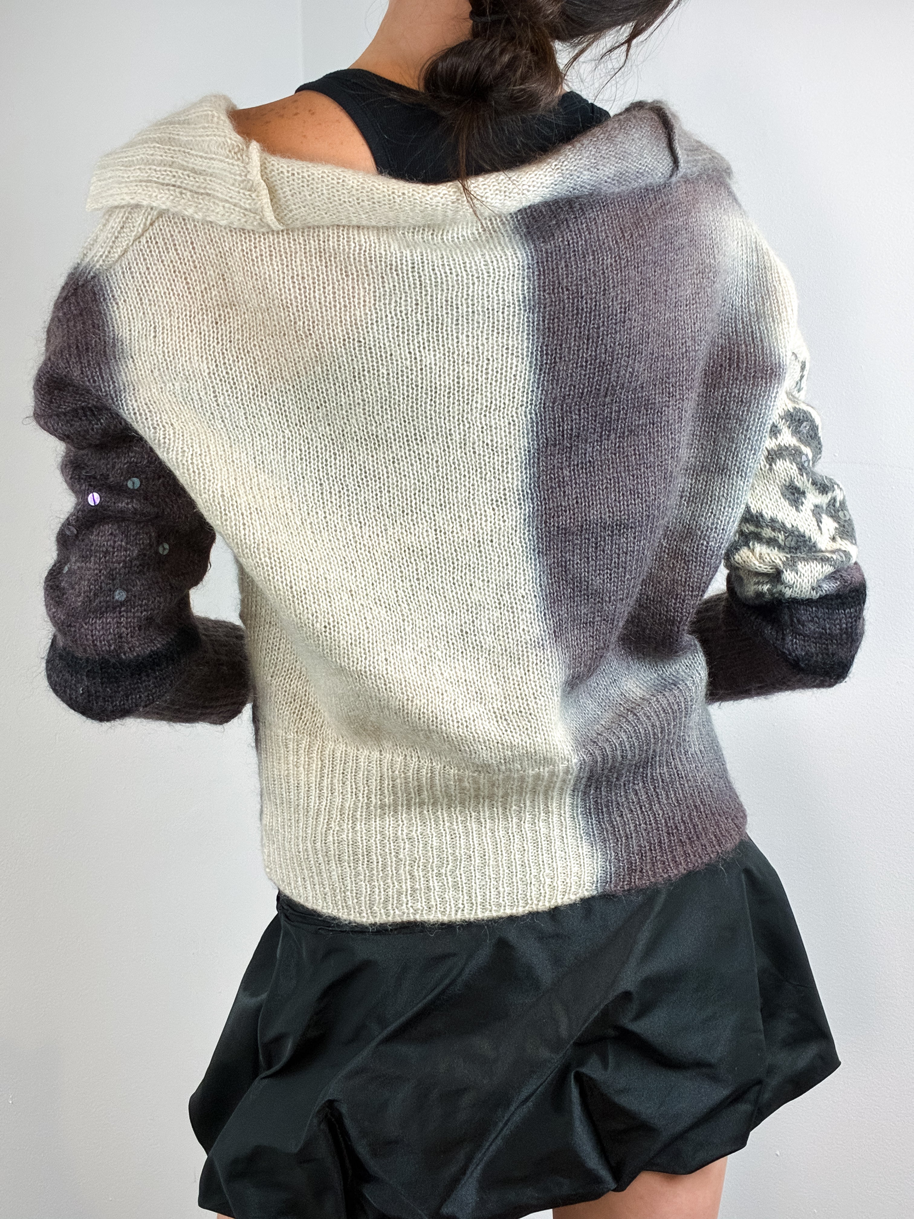 Sportmax 2000s Mohair Ombré Hooded Tie Front Cardigan - S-L