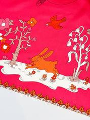 Nina Ricci Pink Whimsical Garden Print Silk Scarf