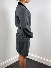 Christian Dior Petites 1980s Grey Flannel Blazer and Skirt Set - XS
